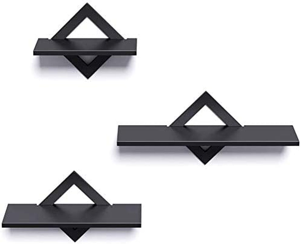 Black Floating Shelves for Wall, Wall Shelves Set of 3, Wall Mounted Shelves for Bedroom, Hallway, Office, Living Room