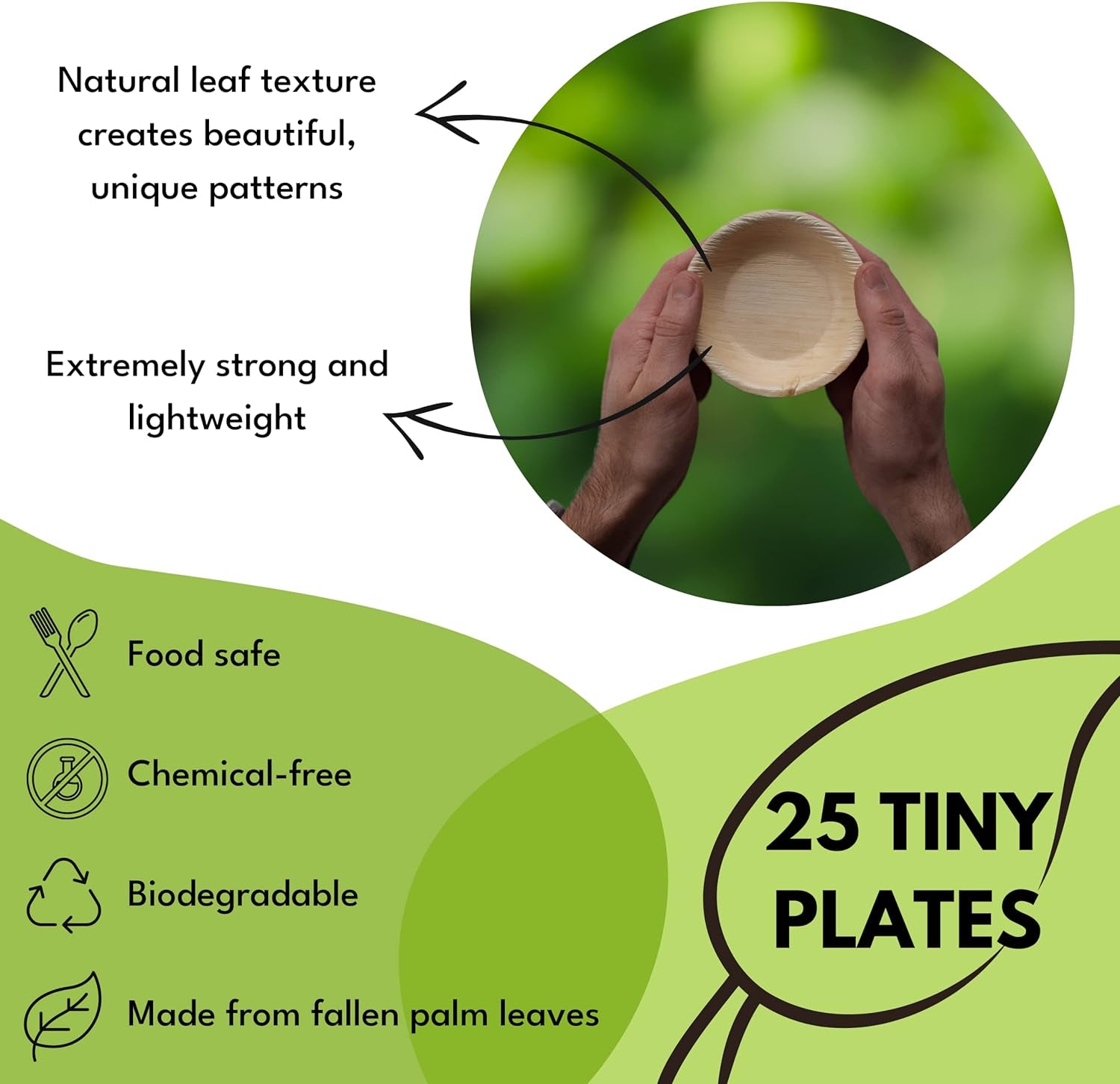 Palm Leaf Bowls for Rabbits - 4 Inch Untreated Palm Leaf Mini Plates for Bunny, Chewable Treat Dish for Rabbits & Bunnies - 25 Pack Small Bamboo like Plates