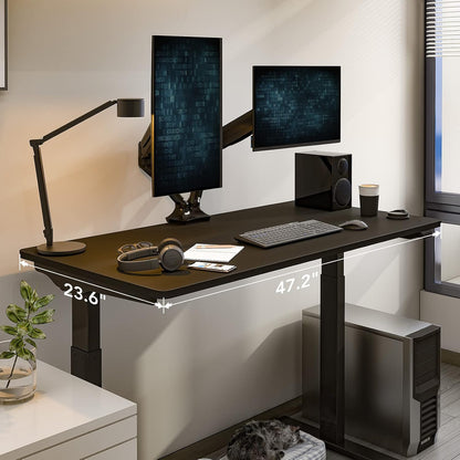 Essential Standing Desk 48 X 24 Inches Whole Piece Desk Board Electric Height Adjustable Desk Computer Laptop Sit Stand Desk (Black Frame + 48" Black Top)