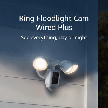 Floodlight Cam Wired plus (Newest Model), 1080P HD Video with Motion-Activated Floodlights, White