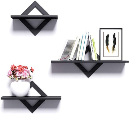 Black Floating Shelves for Wall, Wall Shelves Set of 3, Wall Mounted Shelves for Bedroom, Hallway, Office, Living Room